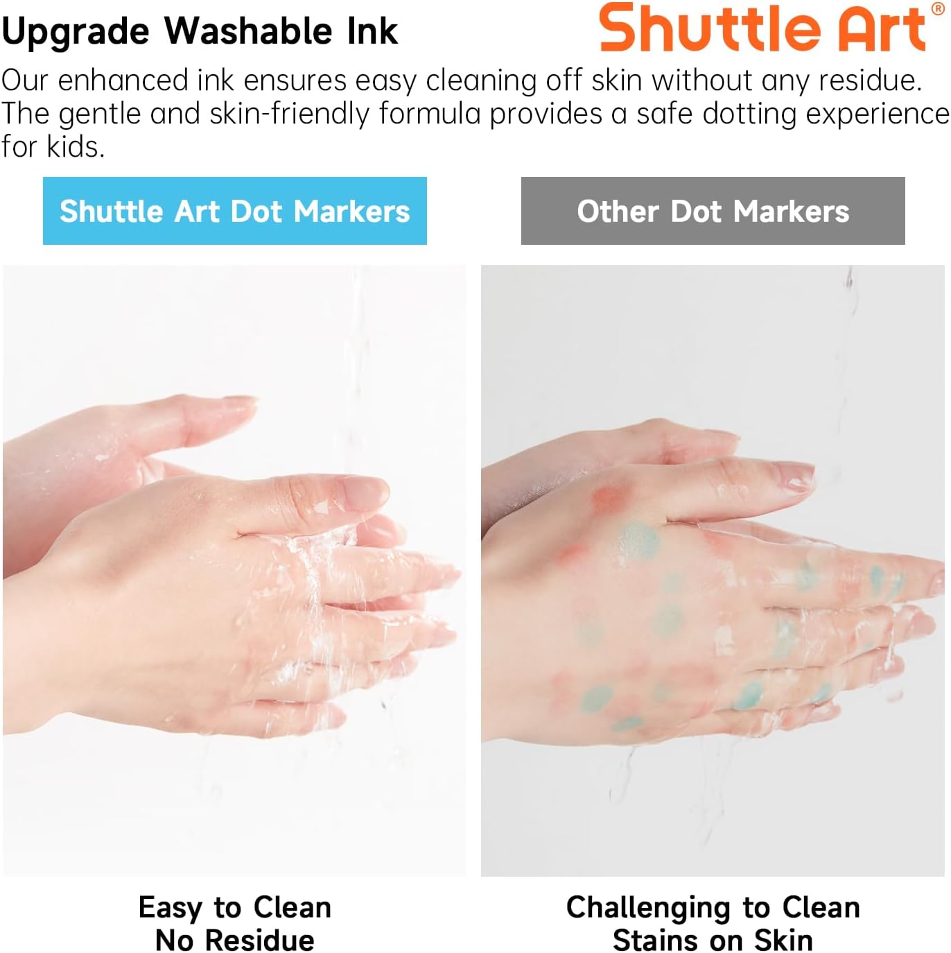 Shuttle Art Dot Markers, 15 Colors Washable Dot Markers for Toddlers,Bingo Daubers Supplies for Kids Preschool Children, Non Toxic Water-Based Bingo Daubers