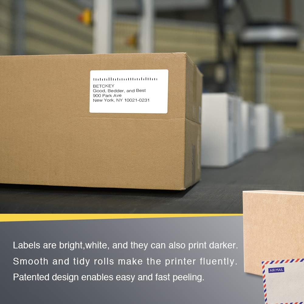 BETCKEY - 2.25" x 4" (57 mm x 102 mm) Multipurpose & Shipping Labels Compatible with Zebra & Rollo Label Printer,Premium Adhesive & Perforated [2 Rolls, 700 Labels]