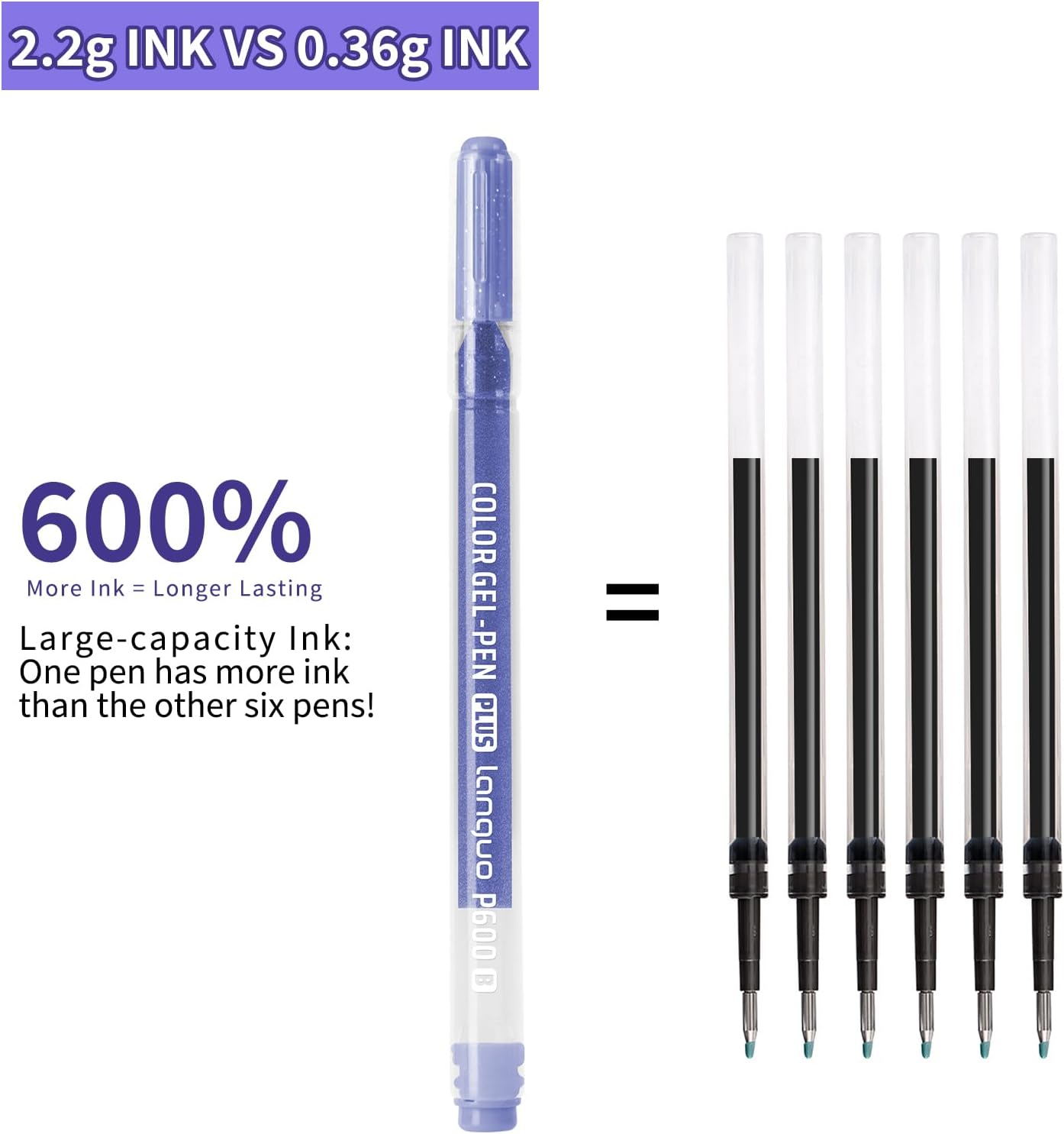 Glitter Gel Pens, 24 Pack Colored Pens for Black Paper & White Paper, 1.0mm Point Pens, Large Capacity Ink Pens for Coloring, Writing, Drawing, Journaling, Note Taking, School, Office, Home