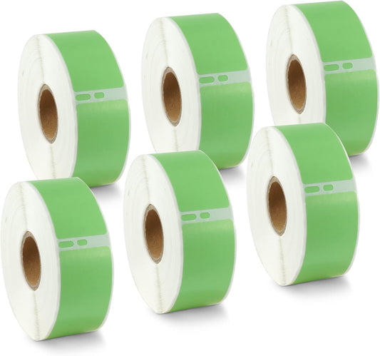 BETCKEY - Compatible DYMO 30252 (1-1/8" x 3-1/2") Address & Barcode Replacement Labels - Compatible with Rollo, DYMO Labelwriter 450, 4XL & Zebra Desktop Printers[6 Rolls/2100 Labels, Green]
