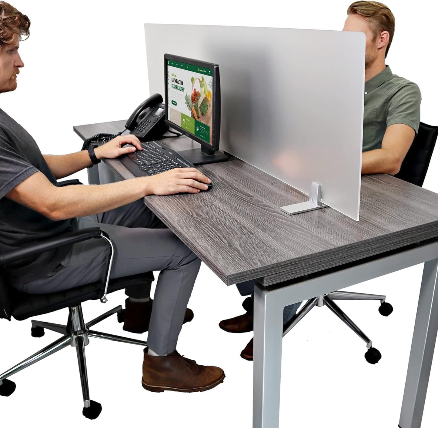 OBEX Acrylic Free Standing Screen, Divider for Desk Privacy Home & Office Partitions for Table Top Workstation, Portable Cubicle Panel for Work, 12" x 66", Frosted