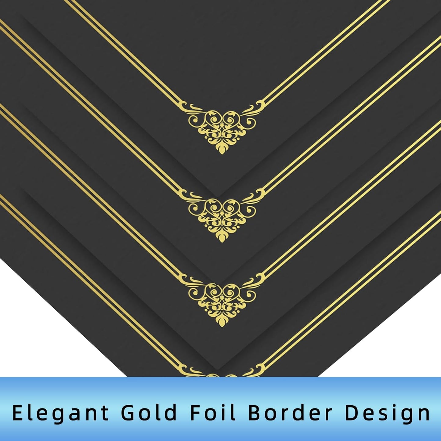30 Packs Black Certificate Holders, Graduation Diploma Holders Gold Foil Border, 350gsm Certificate Covers for Letter Size 8.5x11 Certificates, Cardstock, Diploma, Award, Document Papers