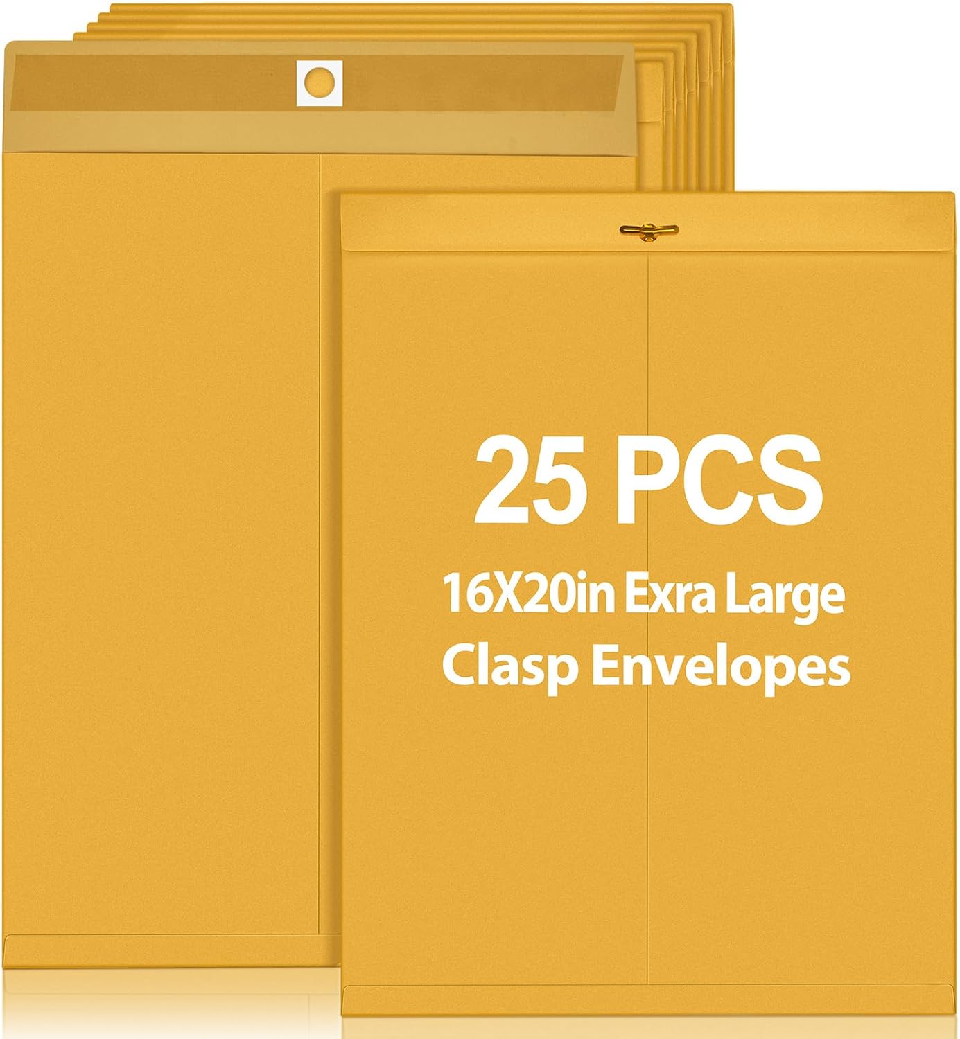 25 Pcs Clasp Envelope 16 x 20 Inch Large Manilla Envelopes with Clasp Closure for Mailing Thick Documents Home, Business, Legal or School Office Storing (Golden)