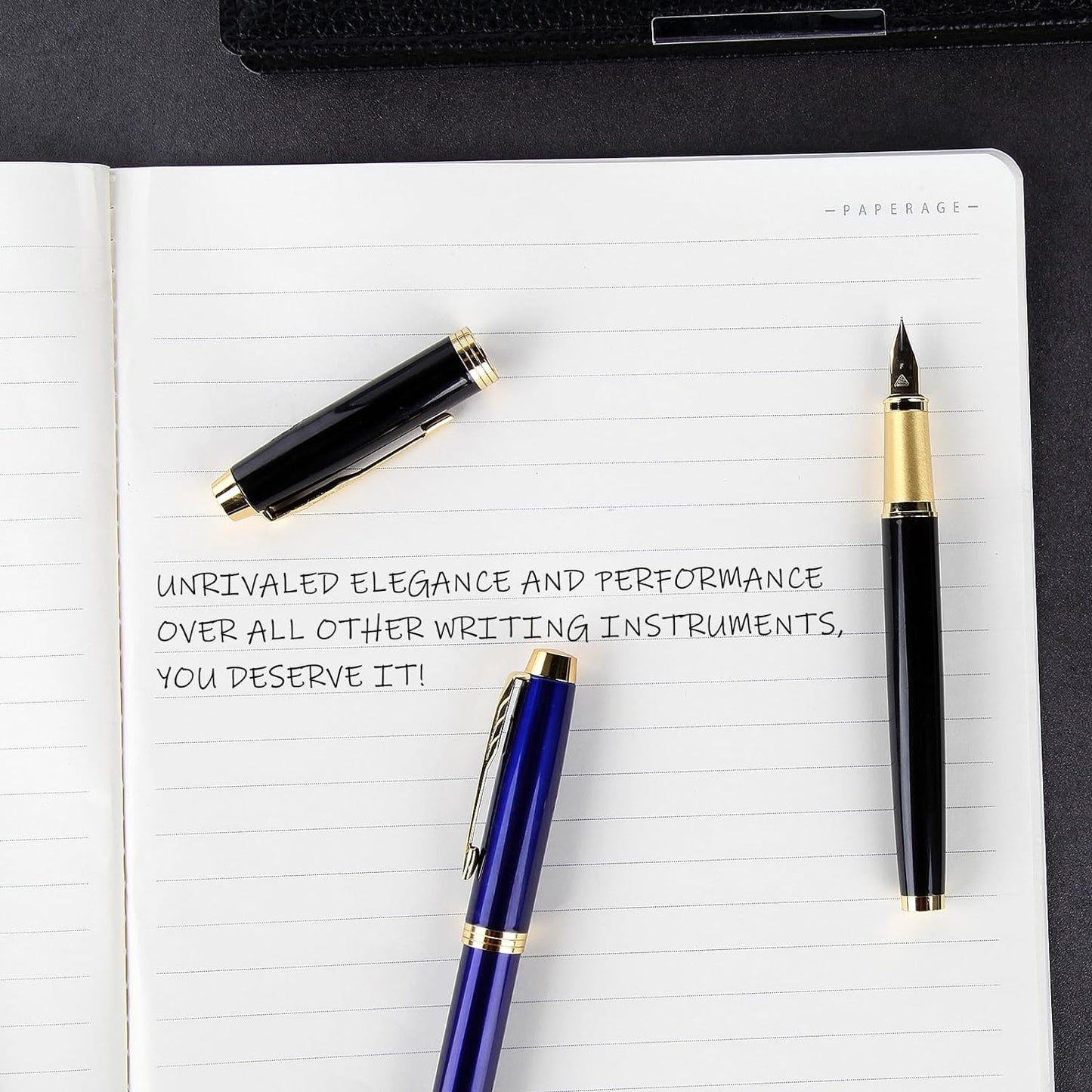 Fountain Pen,luxury pens,Fine point smooth writing pens for journaling fancy pens with Gift Case 10 black ink cartridges an ink converte nice pens writer gifts（Bule）