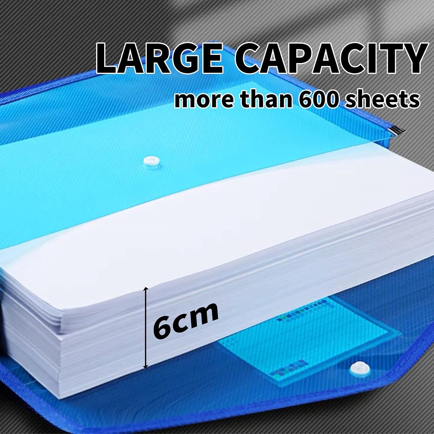 YoeeJob Plastic File Folders Legal Size 2 Pcs, Expandable Document Folder with Snap Button Closure, A4 Expanding File Wallet Envelopes Pouch with Label Pocket, Blue