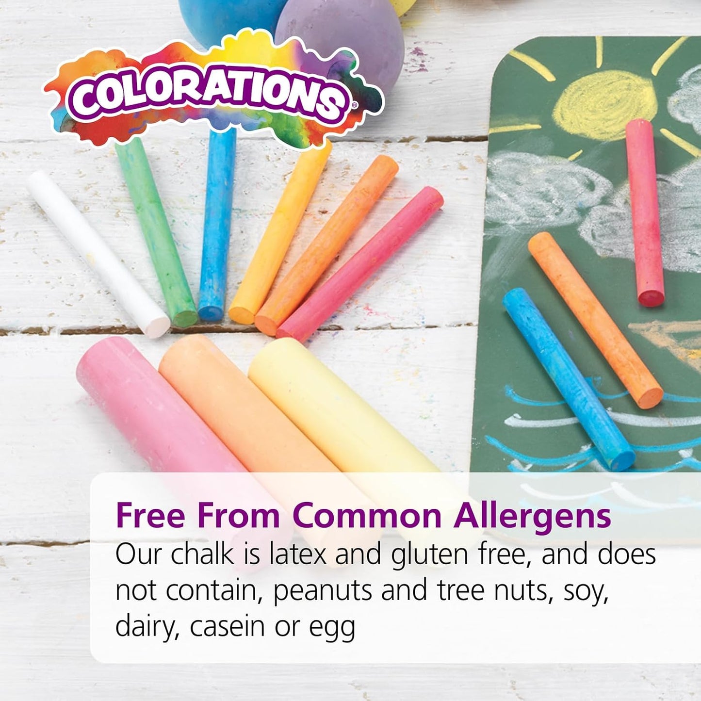 Colorations Sidewalk Chalk – 50pc 4” x 1” Washable, Bright Colored Chalk Set – Fun Kid Art Colors & Patterns – Draw on Classroom Chalkboard or Outdoor Playground – Jumbo Bulk