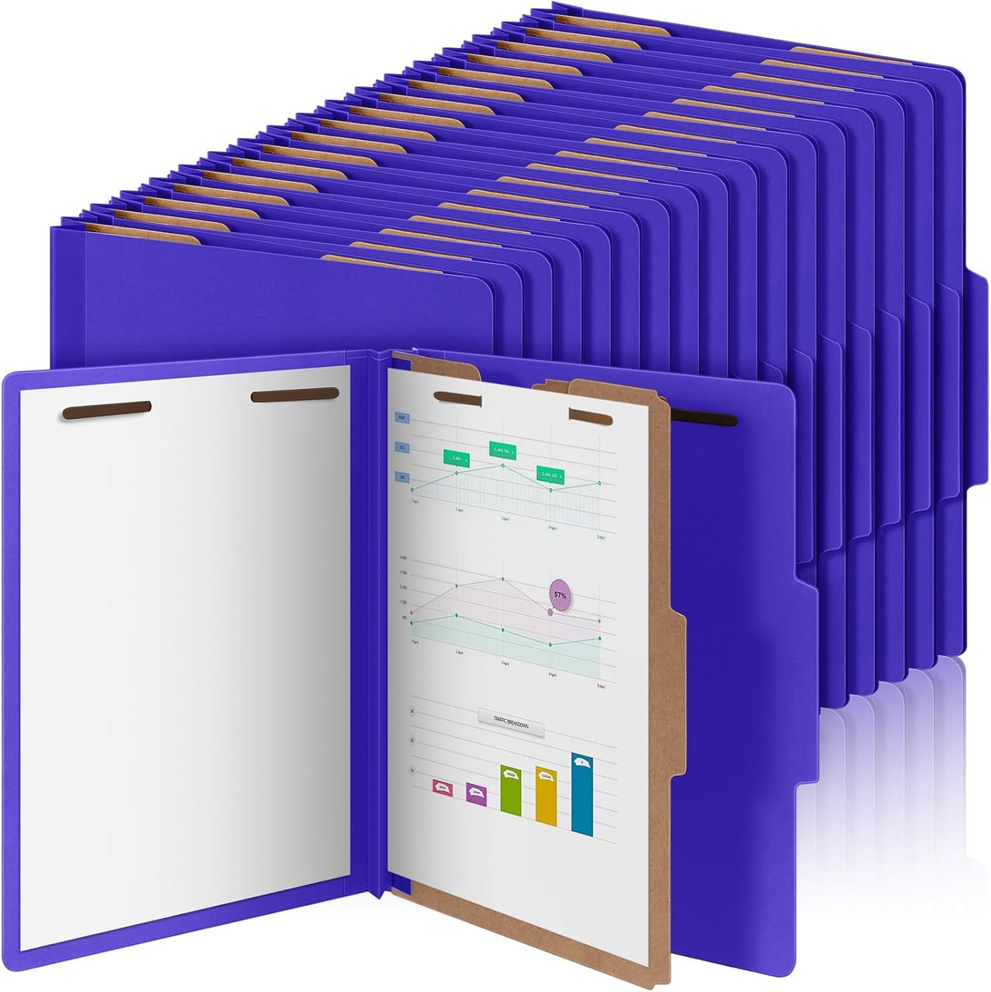 36 Pcs Classification Folders Letter Size, 1 Divider Pressboard File Folder with Fasteners, Expanding File Organizer Bulk for Teachers, Clergy, Office, Church, Christmas Donations (Purple)