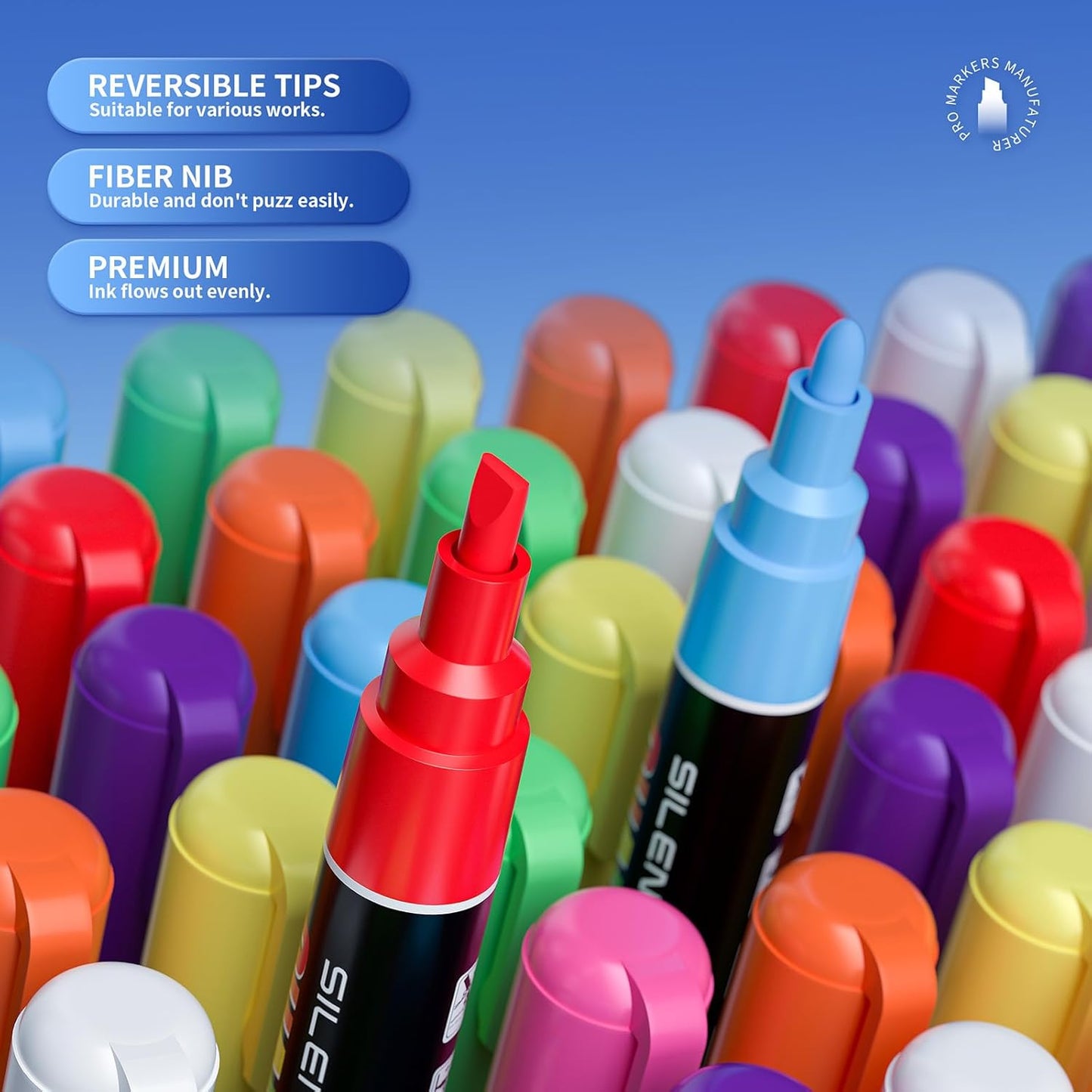 SILENART Orange Chalk Markers 2 Pack - Orange Dry Erase Markers Pen - Liquid Chalk Markers for Chalkboard, Window, Glass, Mirror, Blackboard