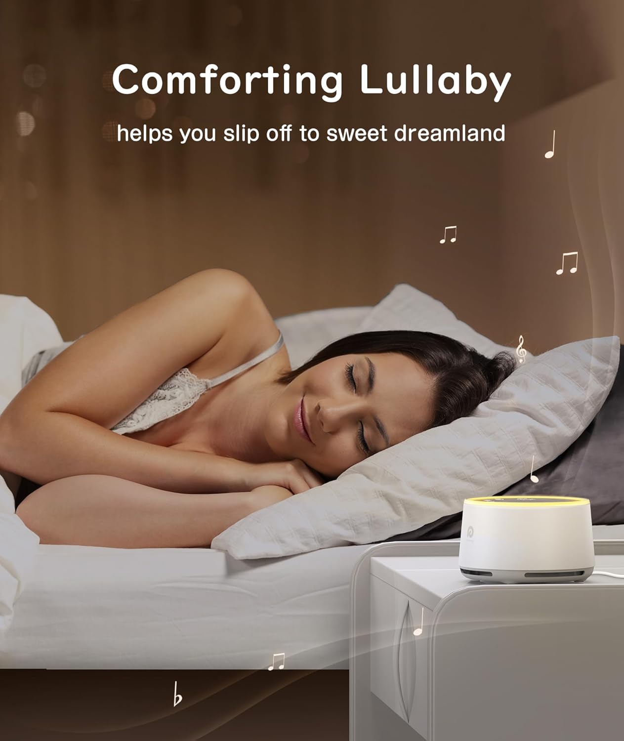 Dreamegg D1 Sound Machine - White Noise Machine with Baby Night Light for Sleeping, High Fidelity Sounds, Timer & Memory Feature, Sound Machine for Baby Adults, Home, Office, Travel (White)