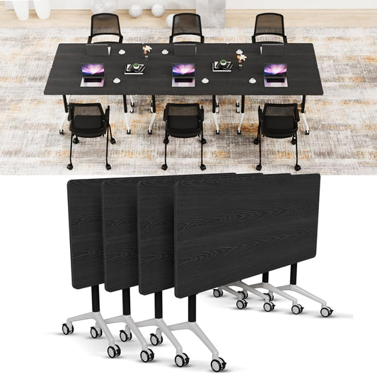 Conference Room Table with Flip-Top Design for Dynamic Meetings, Business Table Computer Desk with Heavy-Duty Frame,Foldable Seminar Meeting Tables for Home Office (4, F, 47.2IN)