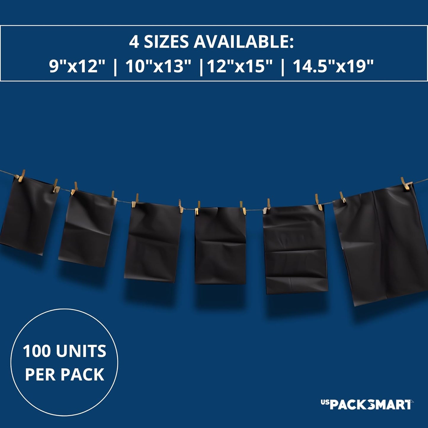 Black Plastic Poly Mailers 9"x12" | Shipping Bags for Clothing, Books & Accessories | Durable Shipping Envelopes | Waterproof and Tear-Proof with Strong Self-sealing Adhesive | 100-Pack