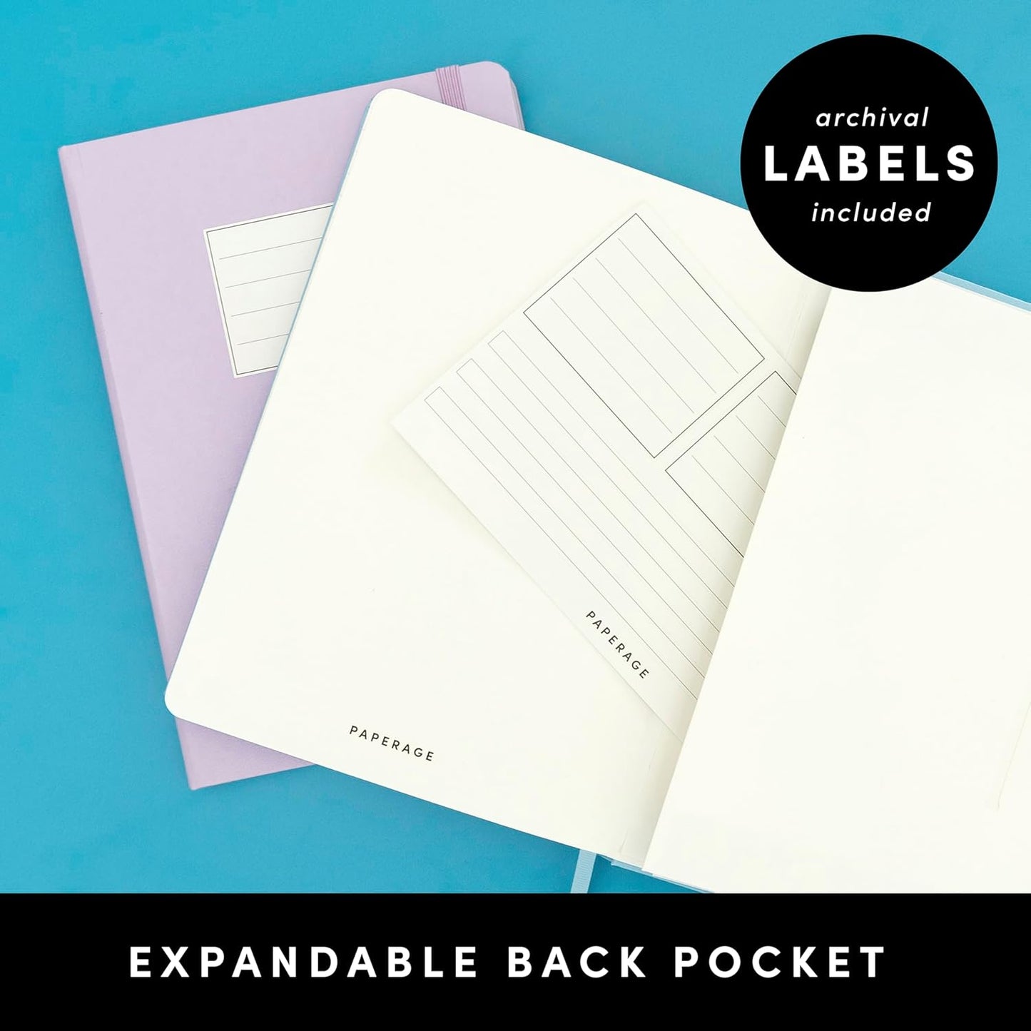 PAPERAGE Lined Journal Notebook, 10 Pack, (Bright Rainbow), 160 Pages, Medium 5.6 in x 8 in - 100 GSM Thick Paper – Hardcover Journaling Notebook for Work, School & Note Taking