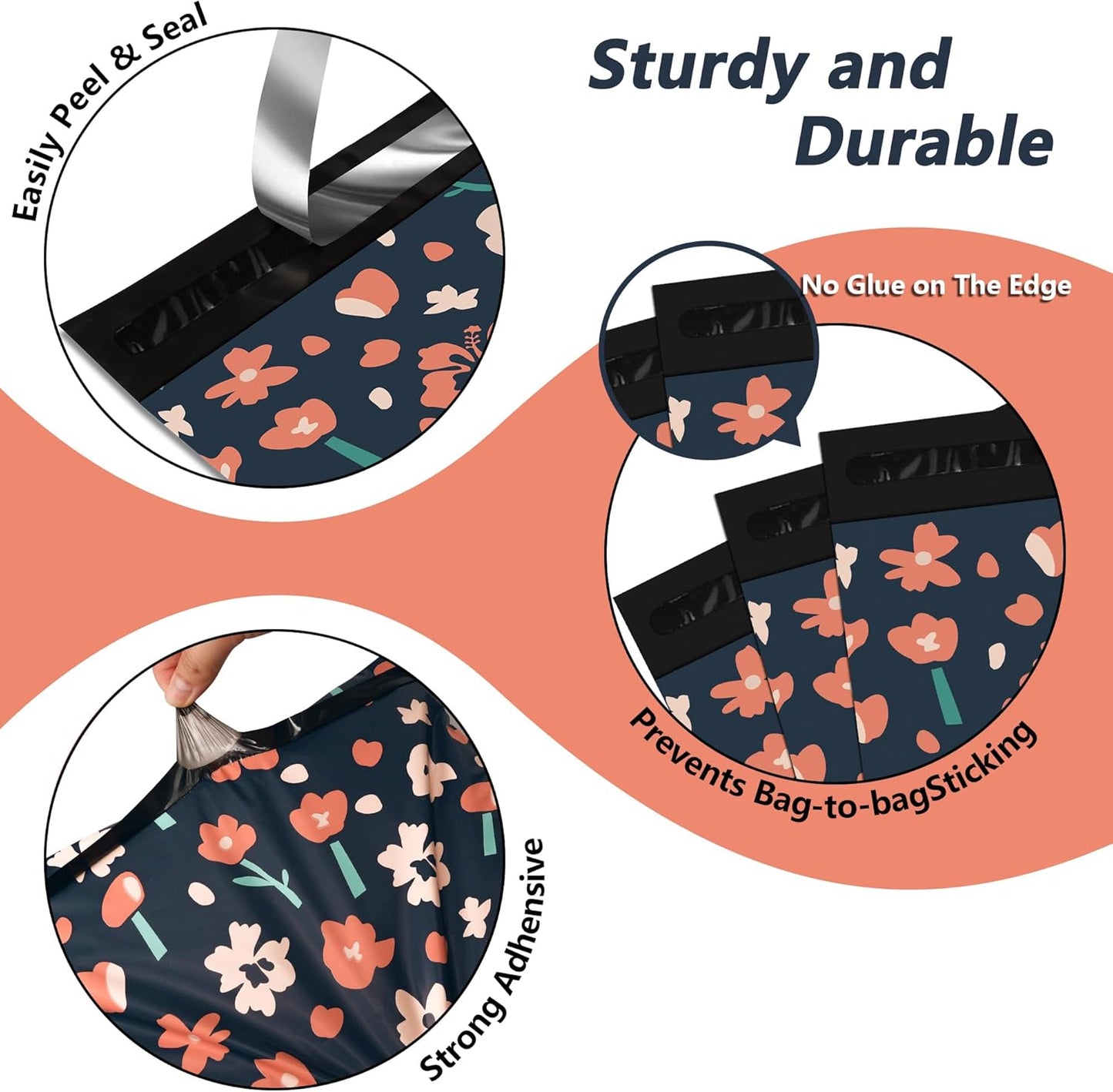 Poly Mailers 6x9 Inch 100 Pcs - Tulip printed Shipping Bags, 2.4mil Thickness, Waterproof and Tear Resistant Mailing Envelopes, Self-Sealing Packaging Bags for Small Business