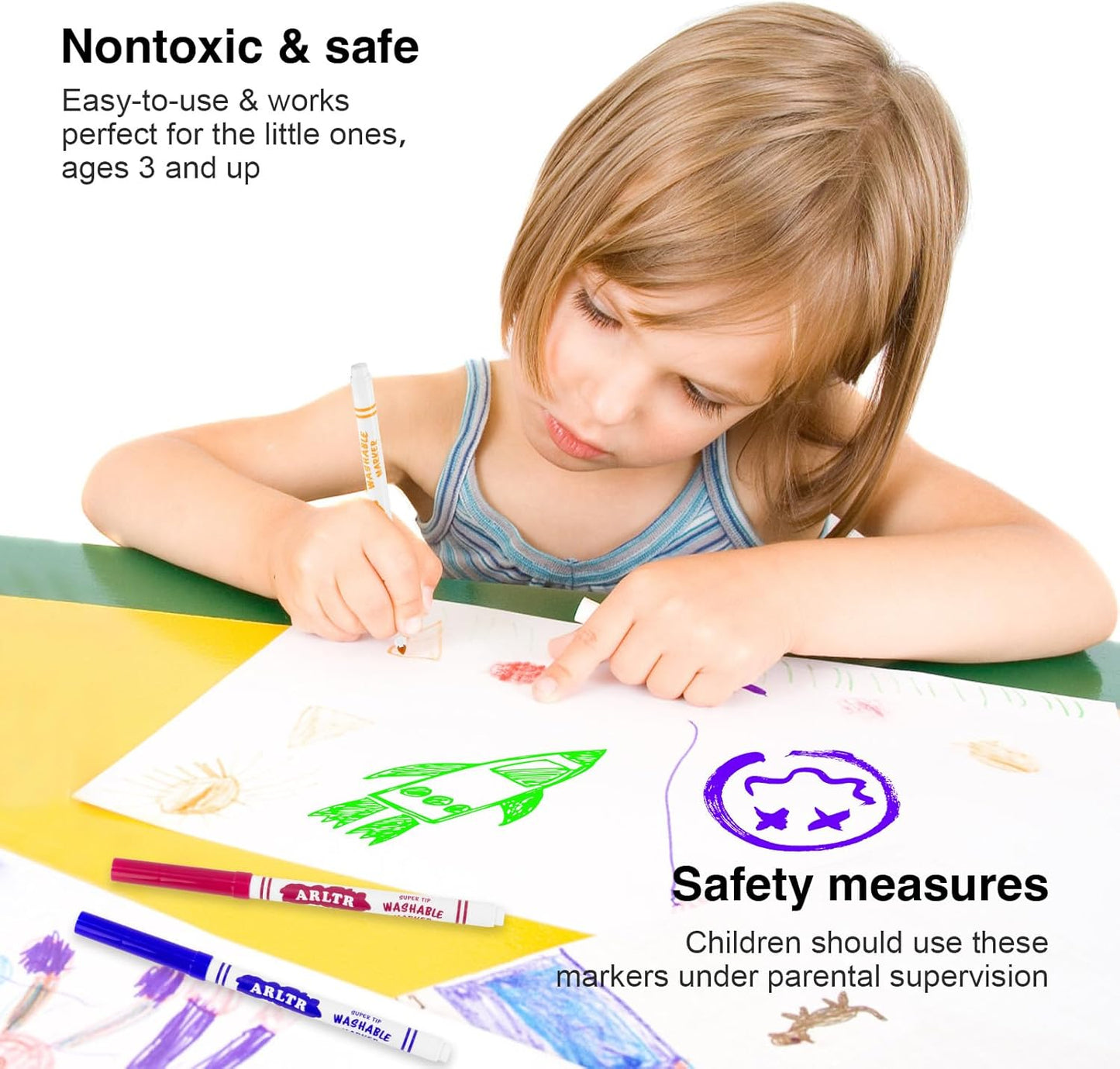 Washable Markers Bulk, Bulk Pack of 400 in 10 Vibrant Colors with Super Tip - Perfect for Kids' Classrooms & Teachers