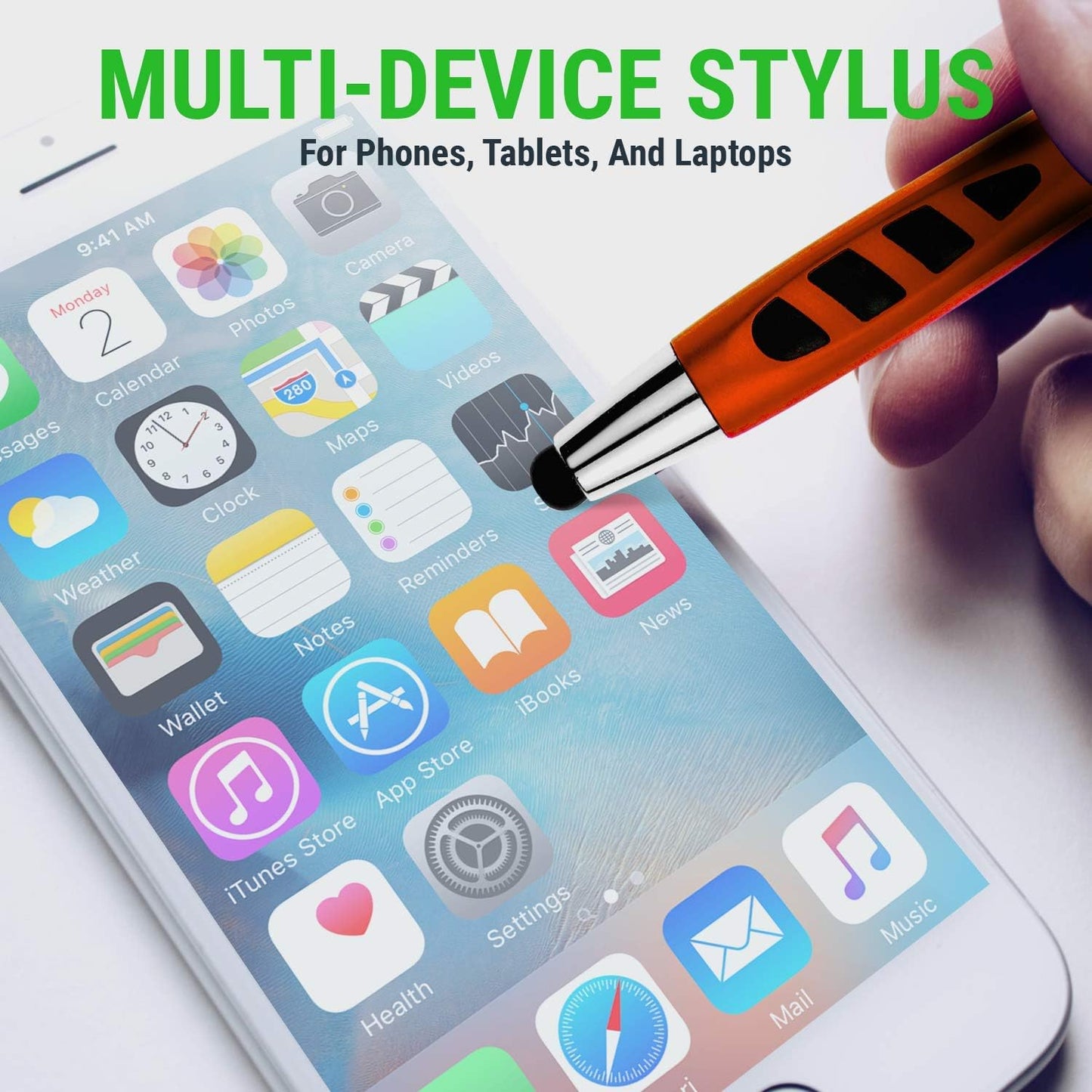 Stylus Pen for Touch Screens & Ballpoint Writing Pens, with Sensitive Stylus Tip - 2 in 1, Compatible for Your Touch Screen Devices - Assorted Barrel Colors, Black Ink, 7 Pack