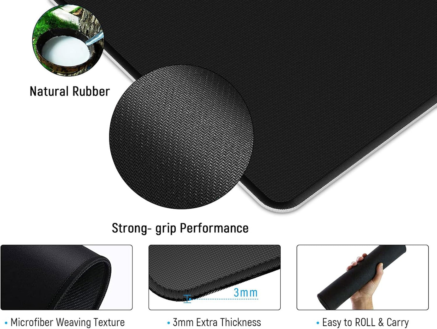 JIALONG White Topographic Large Gaming Mouse Pad, XXL Mousepad, Big Mouse Mat Desk Pad for Keyboard and Mouse, Gaming Computer Laptop PC Desk Office Accessories