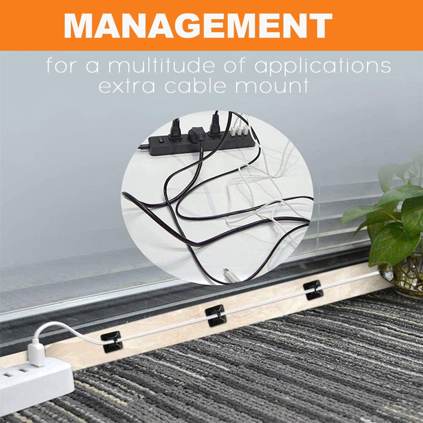 30 Pack 2 inch Zip Tie Adhesive Mounts Self Adhesive Cable Tie Base Holders with Multi-Purpose Tie wire clips with screw hole,Anchor stick on wire holder with 8 inch zip ties（Black）