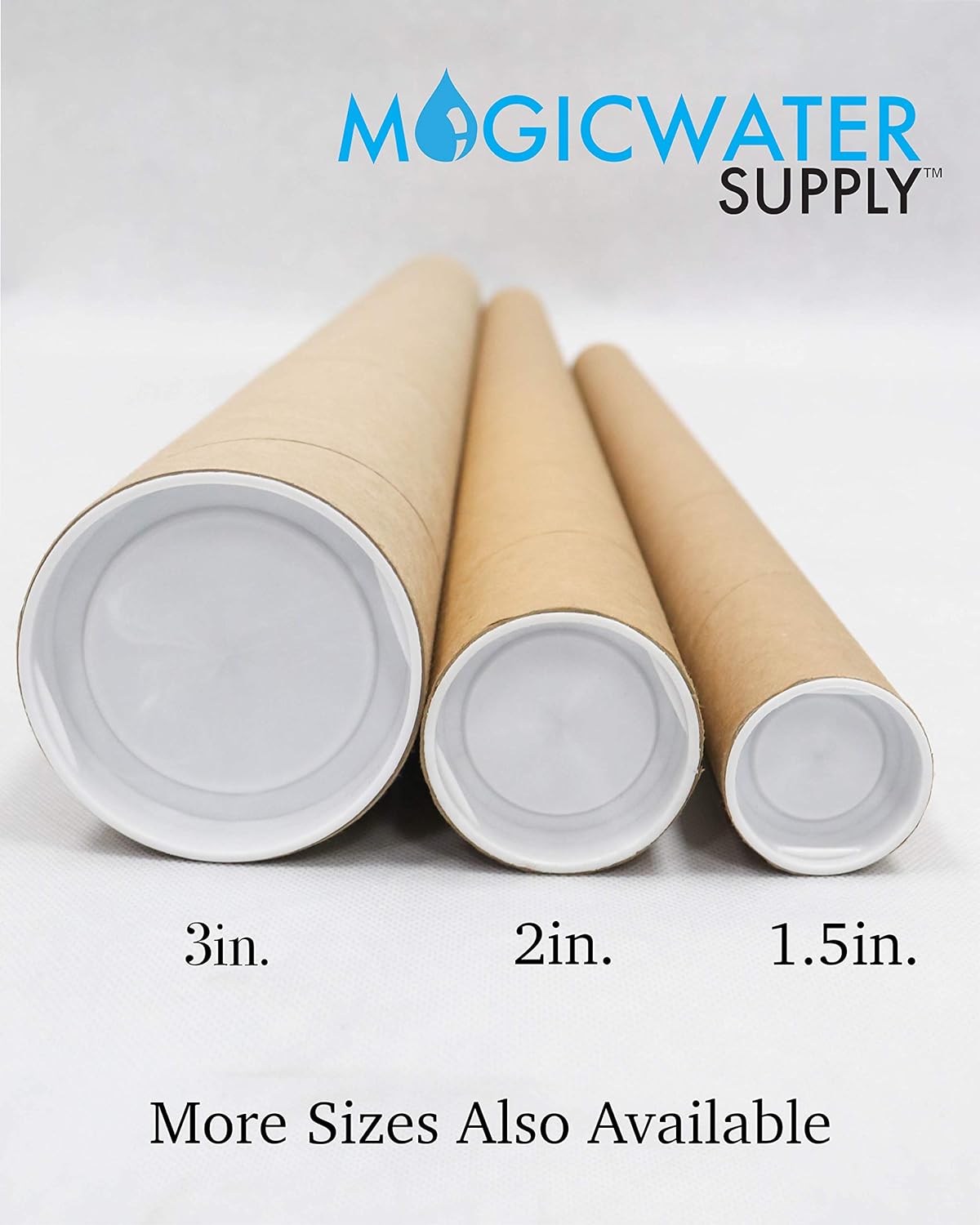 MagicWater Supply Mailing Tube - 2 in x 18 in - Kraft - 4 Pack - for Shipping and Storage of Posters, Arts, Crafts, and Documents