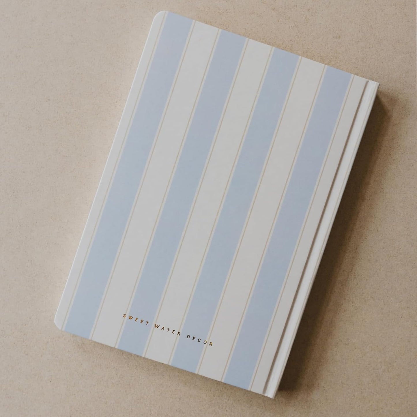 Sweet Water Decor Be Mindful Daily Journal, Cute Prompted Notebook for Women, 200 Ruled Pages for Morning & Evening Reflection, Stripe Matte Laminate Hardcover Diary with Gold Foil Details