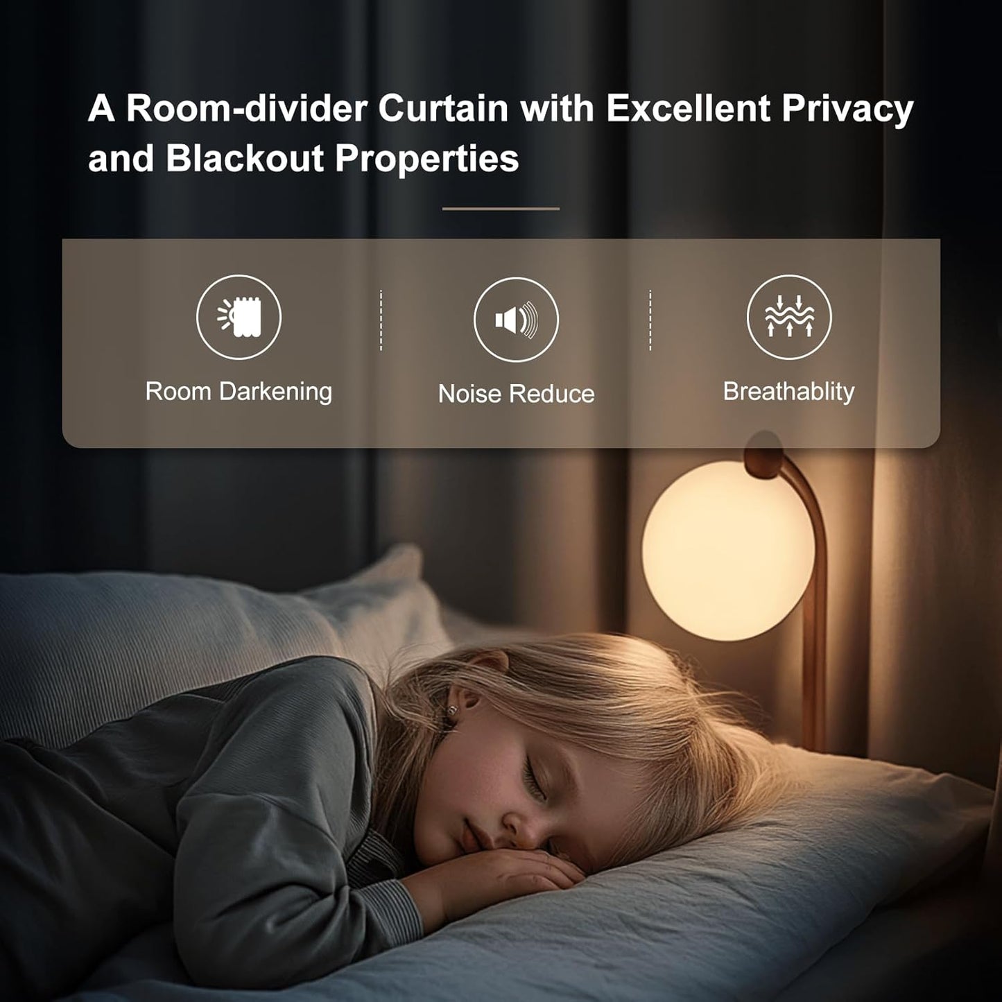 Room Divider Curtains & Flexible Bendable Tracks Set,Privacy Dividers Ceiling Track Curtain Window Blackout Curtains for Living Room Bedroom (W100 × H84 in 1 Panel Black Drape & White Rail)