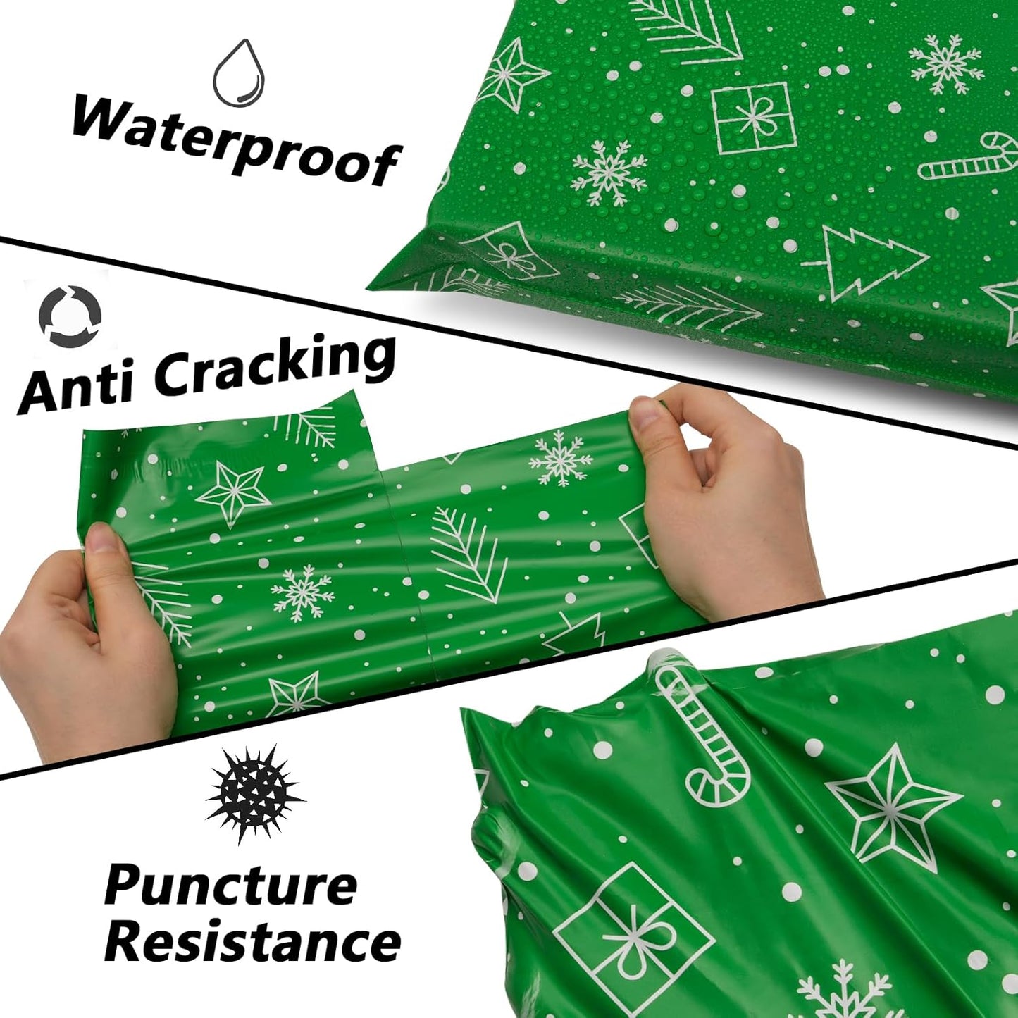 Poly Mailers 6x9 Inch 100 Pcs - Christmas printed Shipping Bags, 2.4mil Thickness, Waterproof and Tear Resistant Mailing Envelopes, Self-Sealing Packaging Bags for Small Business