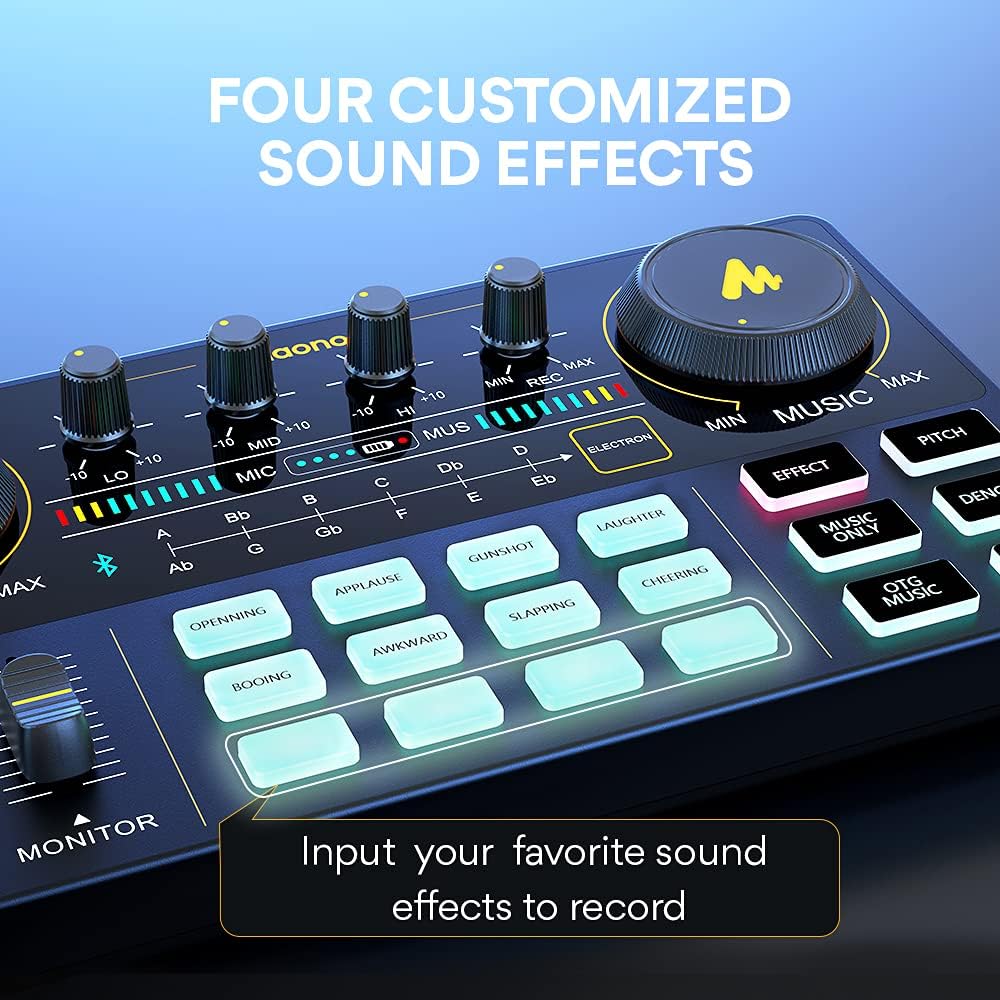 MAONO Podcast Equipment Bundle Audio mixer All-in-One Podcast Production Studio with 3.5mm Microphone for Live Streaming, Podcast Recording, PC, Smartphone, DJ MaonoCaster Lite (AU-AM200-S6 Black)
