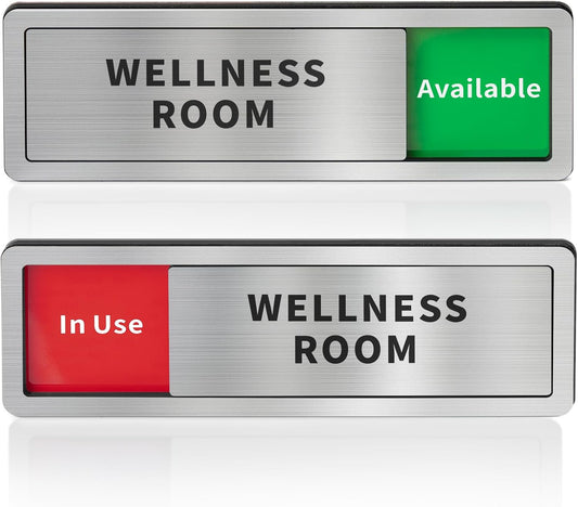Wellness Room Office Door Signs, Do Not Disturb- In Use/Available Slider Sign for Home Office Wellness Conference Vacant Occupied Privacy Sliding Door Sign，Brushed Silver