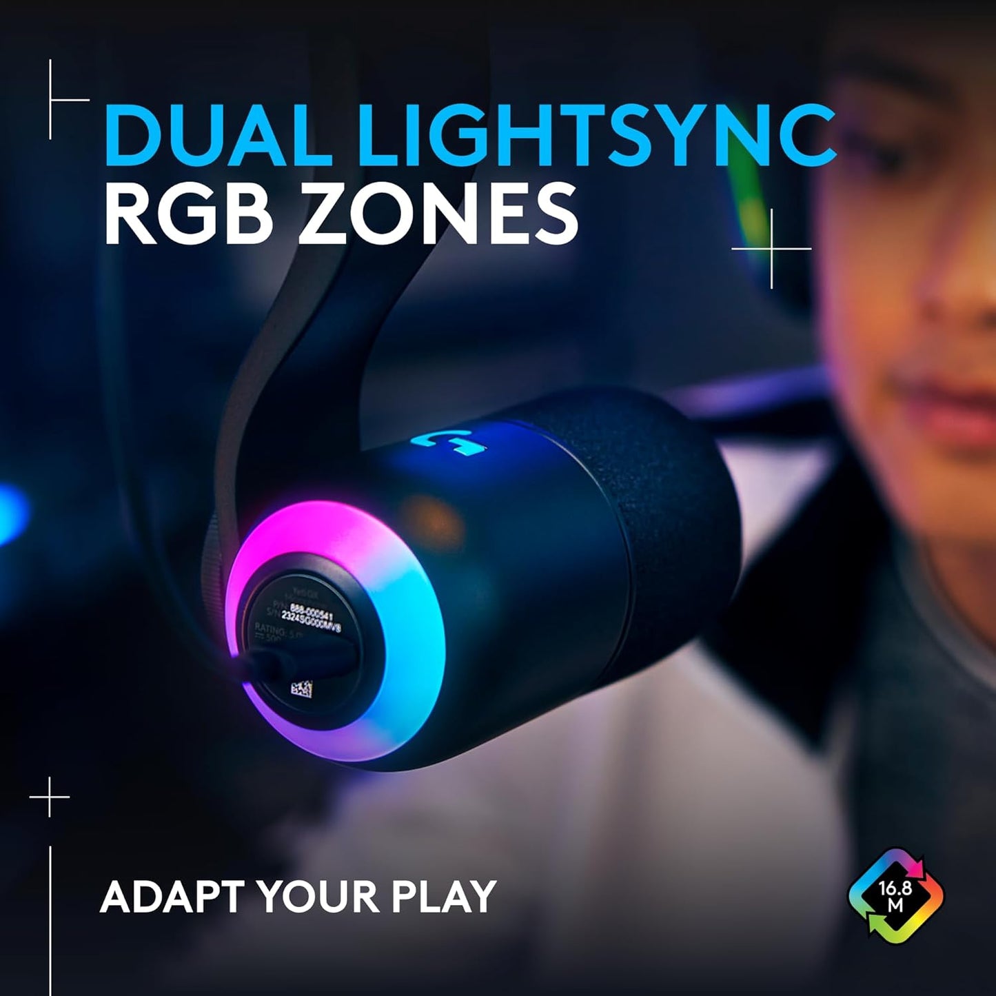 Logitech G Yeti GX Dynamic RGB Gaming Microphone, Podcast Microphone with LIGHTSYNC, Blue VO!CE, G HUB Control, USB Plug and Play - Black
