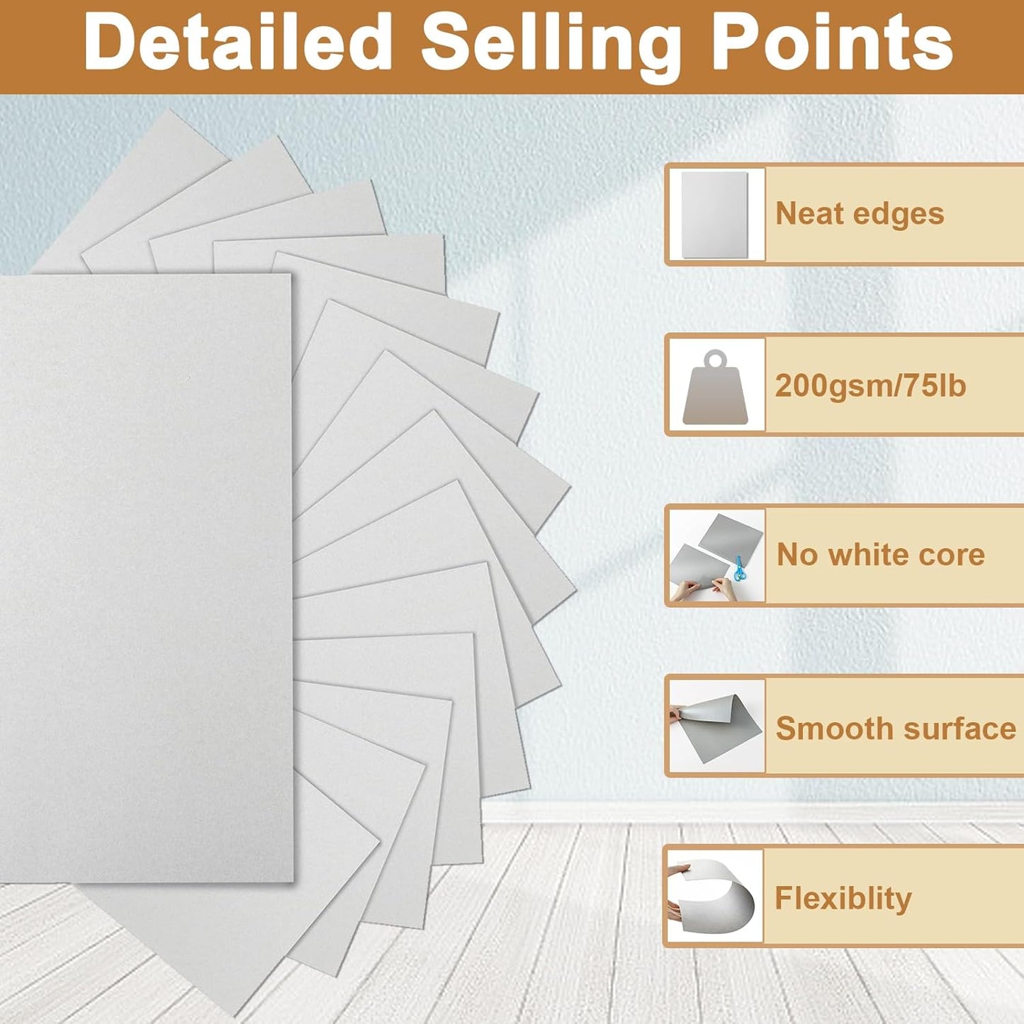 40 Sheets Grey Cardstock 8.5 x 11 Crafts Paper, 200gsm/75lb Premium Gray Card Stock Printer Paper for DIY Cards Making, Business Cards, Certificates, Wedding Invitations, School, Menus
