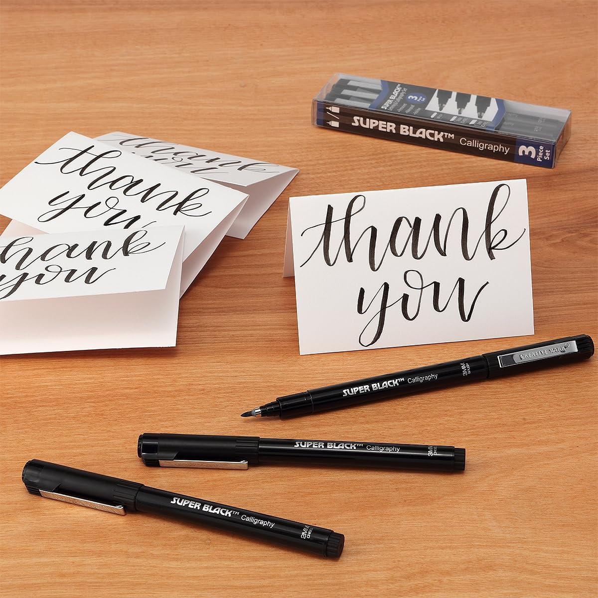 Creative Mark Ultimate Fine Line Drawing Pens Super Black, Permanent, Waterproof, & Acid-Free Assorted Tips and Large Brush Pen - [Fineliners and Sketch Set of 8]