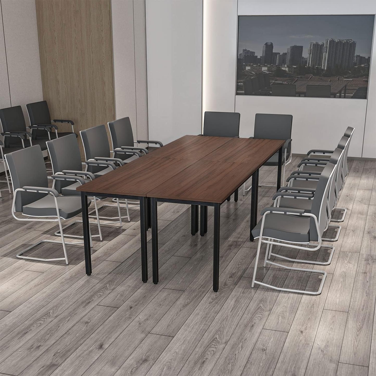 Bonzy Home Conference Tables 9ft Office Computer Desk for Meeting Room Study Writing Printer Podcast Table Save Space Design for 10 People Rustic Vintage Walnut 4PCS 110.2"x47.2"x29.5"