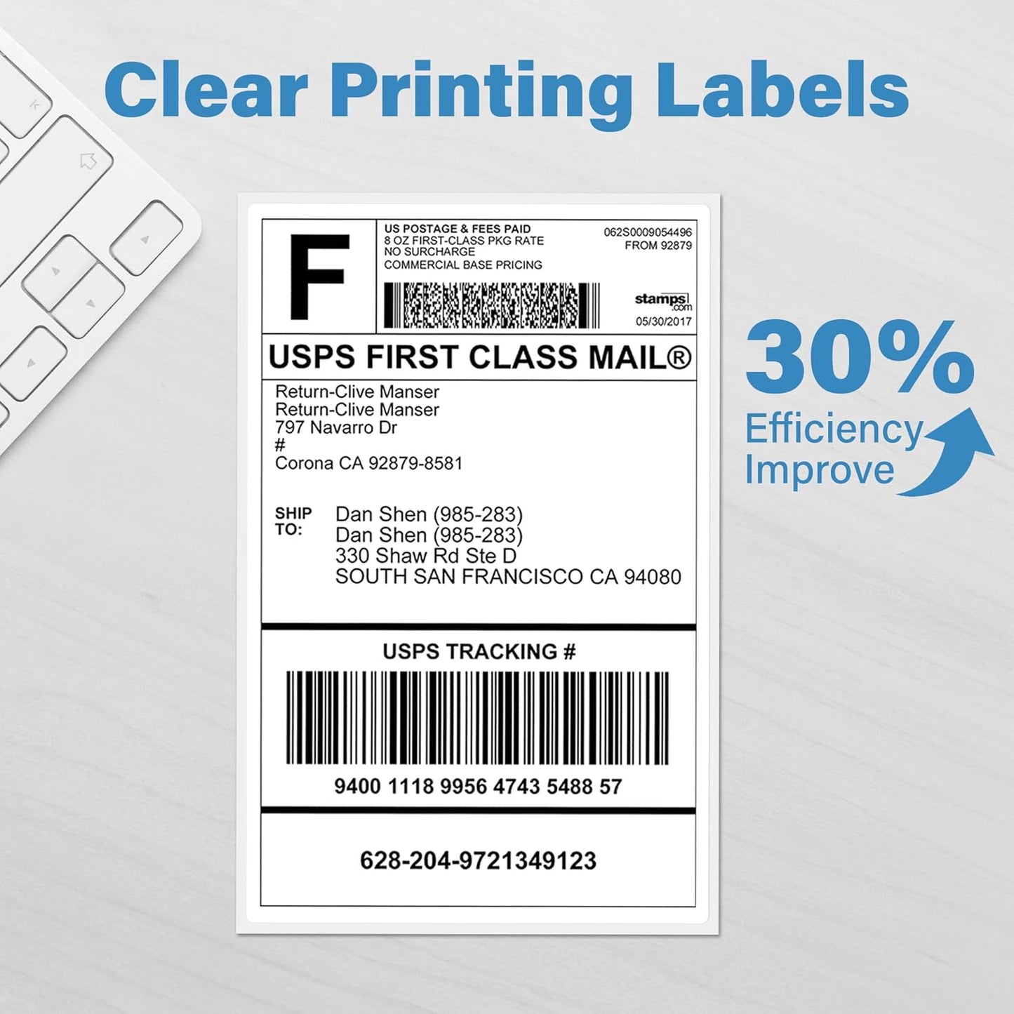 LotFancy 4x6 Thermal Labels, 3600 Shipping Labels Fanfold, 2 Stacks (1800 PCS per Stack), Perforated Mailing Postage Label, Permanent Adhesive, Address Label Compatible with Zebra, Rollo, Munbyn