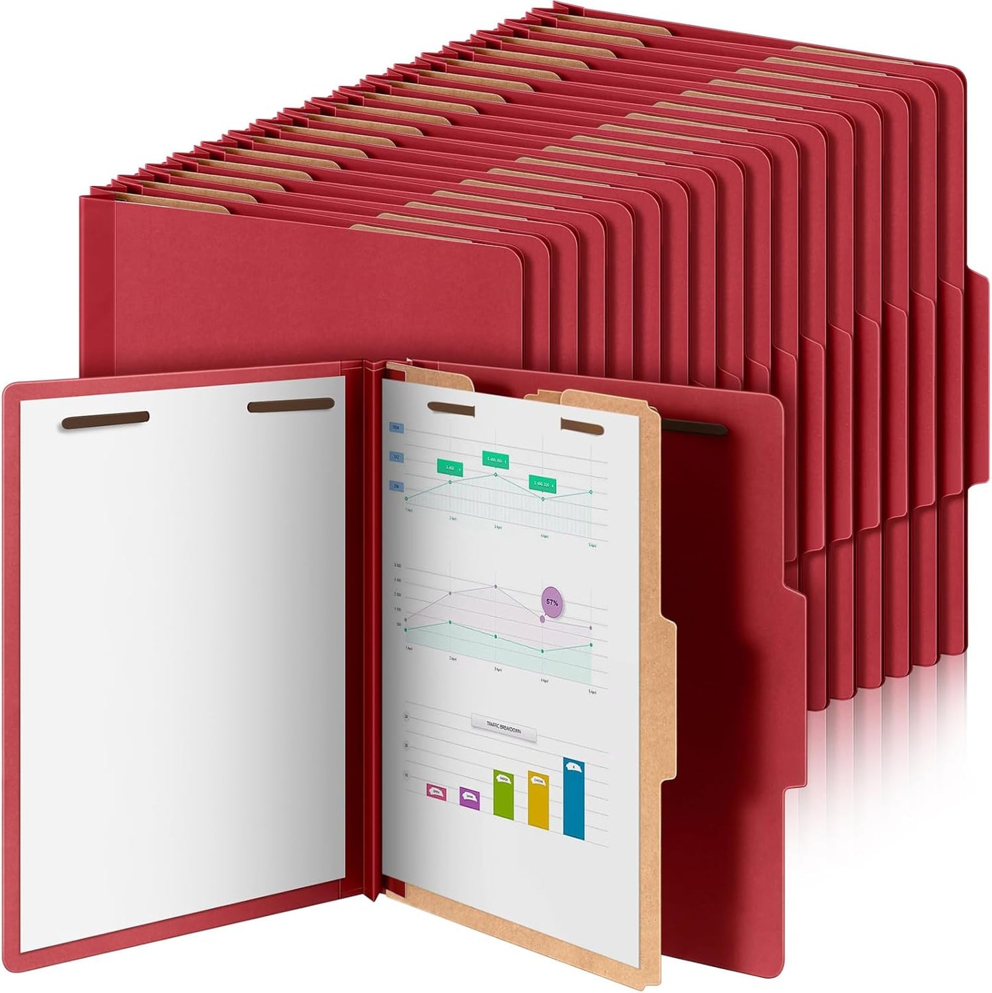36 Pcs Classification Folders Letter Size, 1 Divider Pressboard File Folder with Fasteners, Expanding File Organizer Bulk for Teachers, Clergy, Office, Church, Christmas Donations (Red)