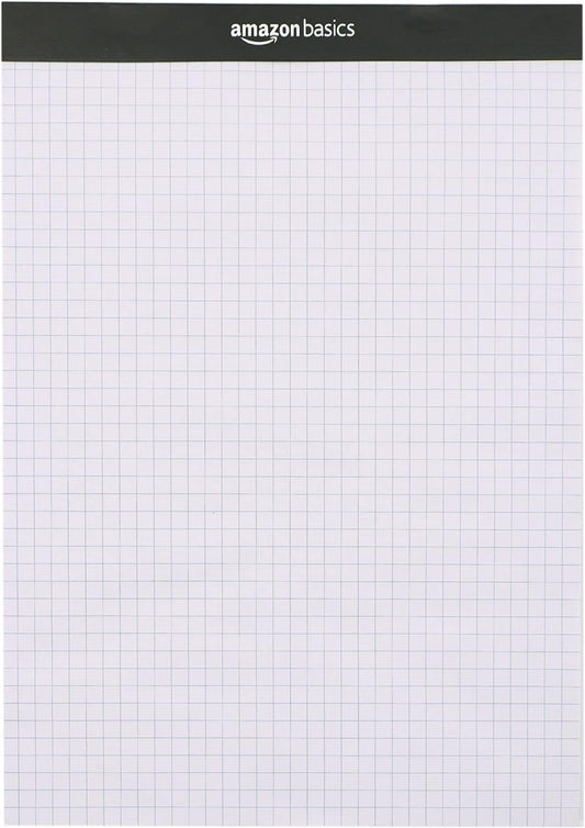 Amazon Basics Quad-Ruled Graph Paper Pad, Pack of 2, 8.5 Inch x 11.75 Inch, 100 Sheets/Pad, White