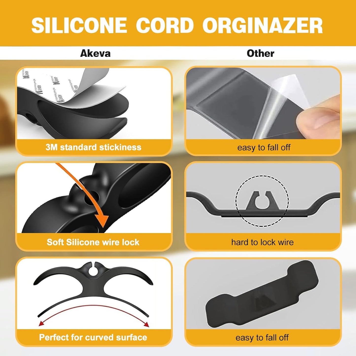 Cord Organizer for Kitchen Appliances, 6 Pack Appliance Cord Organizer Stick On, Cord Wrapper, Cord Holder, Cord Keeper, Kitchen Gadgets for Pressure Cooker, Kitchenaid Mixer, Coffee Maker