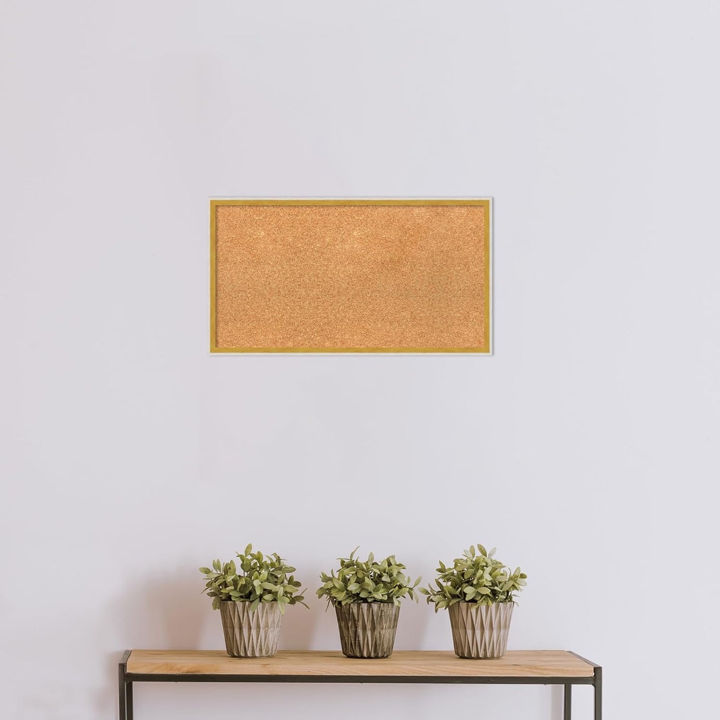 Amanti Art Natural Cork Board for Wall, 15x27 Vision Board with White Frame, Medium Corkboard Office Decor for Home Organization, Modern Corkboard Pinboard to Display Items for Home Organization in