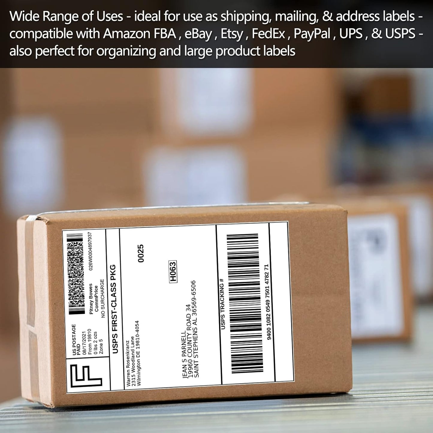2000 Labels 8.5x5.5 Half Sheet Laser/Ink Jet Shipping Labels Mailing Blank Labels