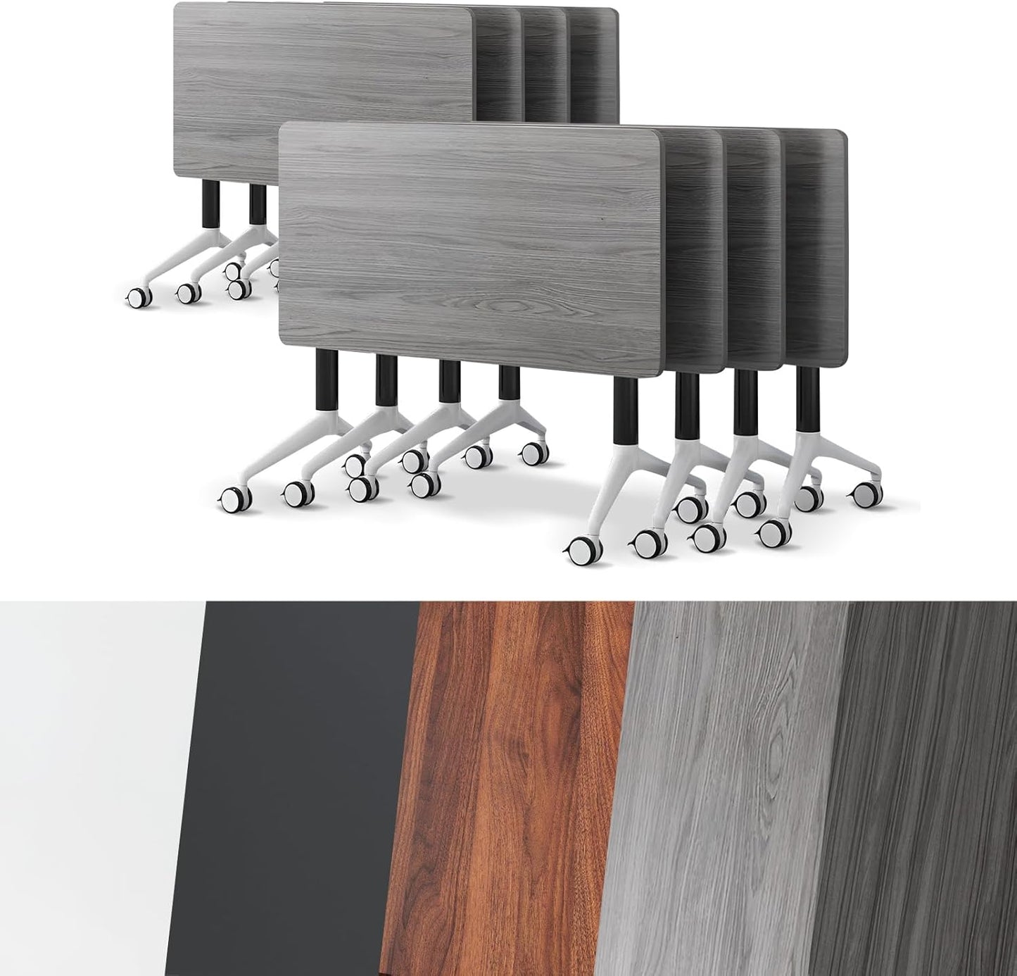 Conference Room Table, Folding Conference Tables,Thicken Grey Tabletop,Flip Top Wooden Seminar Meeting Room Table for Conference Room Offices (8, Grey, 55.1”)