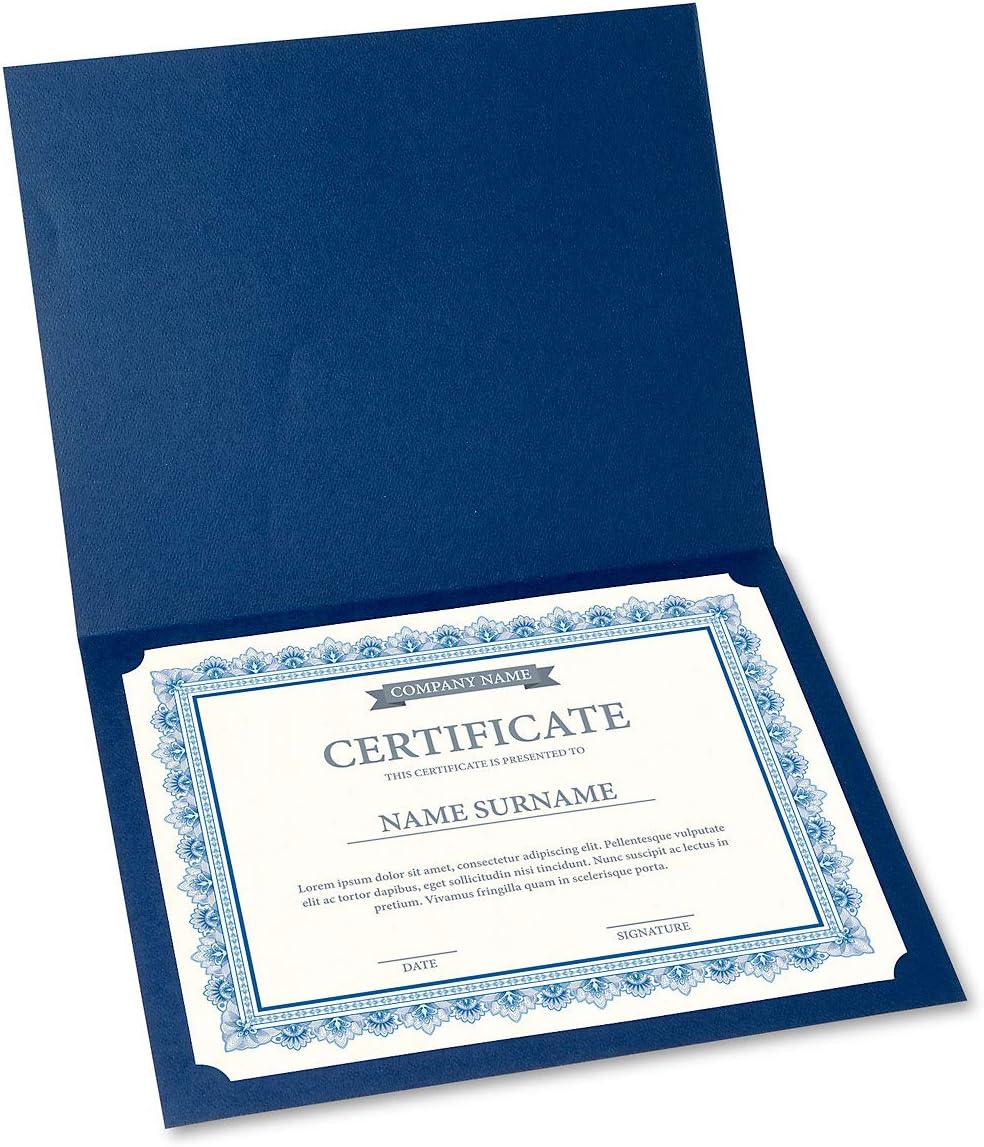 Intricate Blue & White Parchment Certificate Papers - Pack of 100, Laser & Inkjet Printer Compatible, For Office, Business Awards, Graduation, School Diplomas, 8-1/2" x 11" on 60 lb. Text Stock