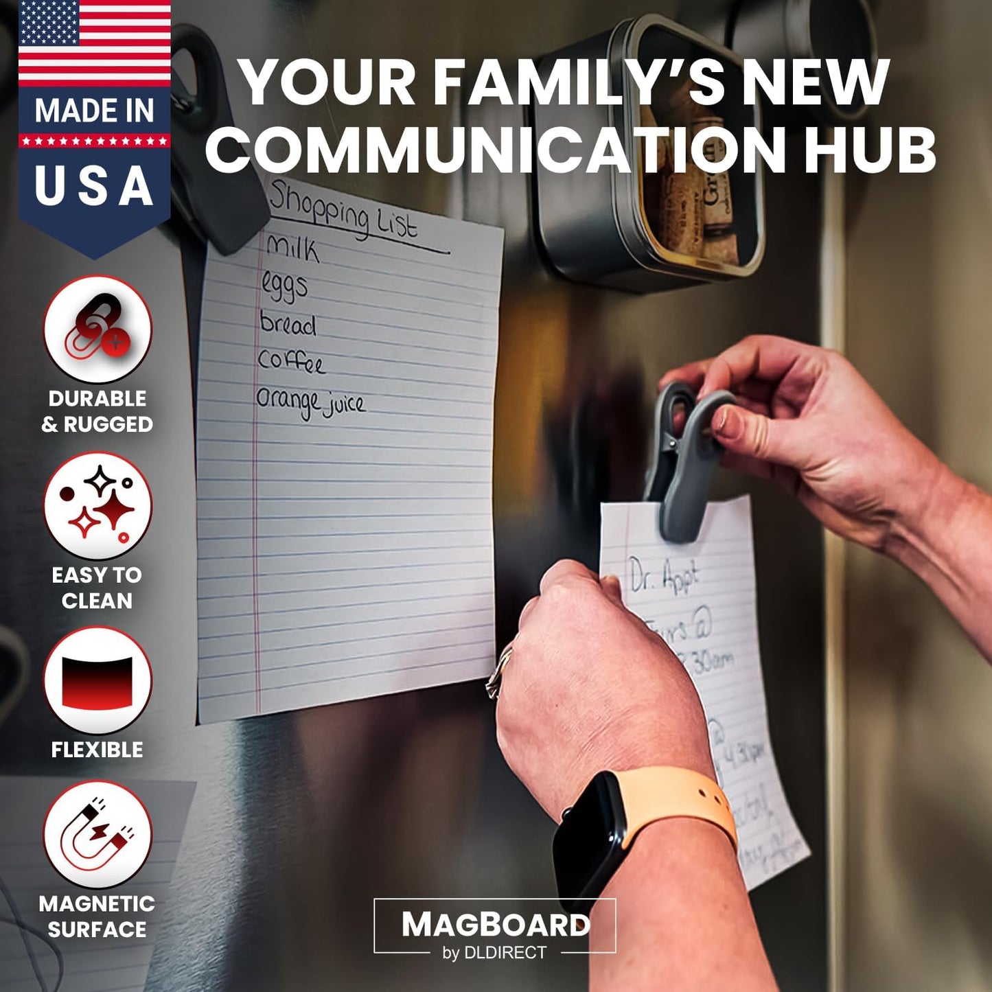 Diamond Life Magnetic Board - Memo & Vision Board for Home, Office, and Classroom - Magnet Board for Kids - Pre-drilled Mounting Screws Included (Black 36"x48")