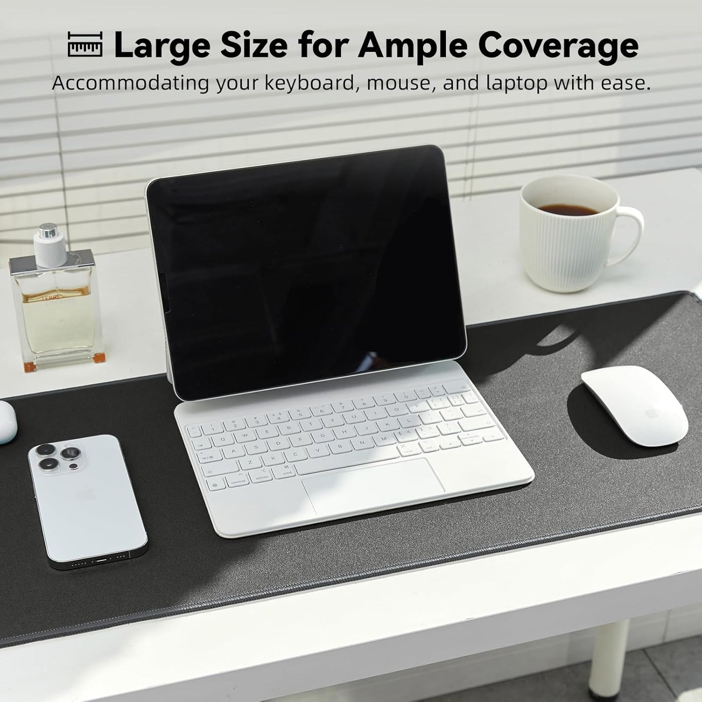 Waterproof Large Gaming Mouse Pad with Durable Stitched Edges, Non-Slip Rubber Base, Smooth Surface Mouse Mat Desk Pad for Home Office Gaming, 35.4"x15.7"x0.12", Dark Gray