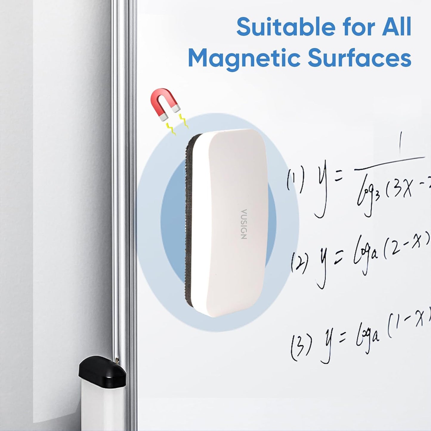 VUSIGN Magnetic Dry Erase Whiteboard Eraser, Glass Board Eraser for Dry Erase Board, Glass Board, Calendar Board, Office, Home,School Supplies, 4 Pack