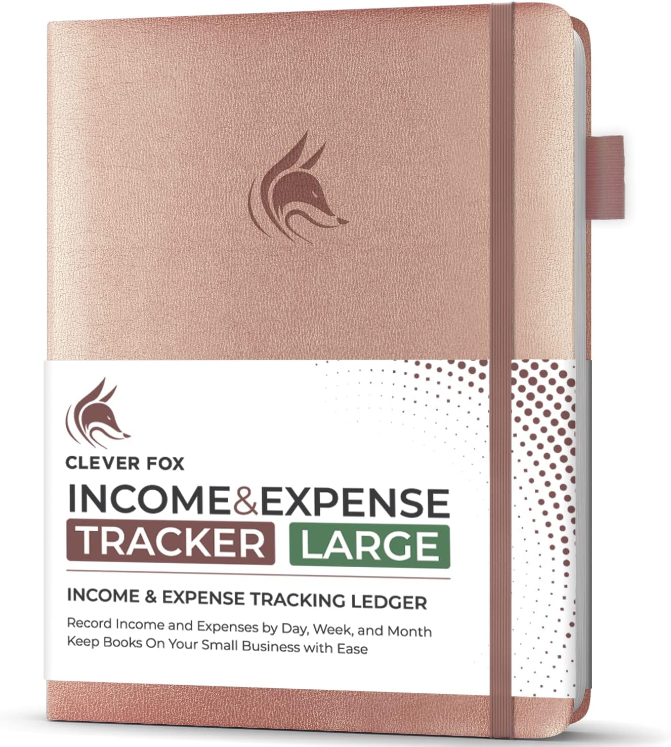 Clever Fox Income & Expense Tracker Large – Accounting & Bookkeeping Ledger Book for Small Business – 2-Year Record Notebook, A4 (Rose Gold)