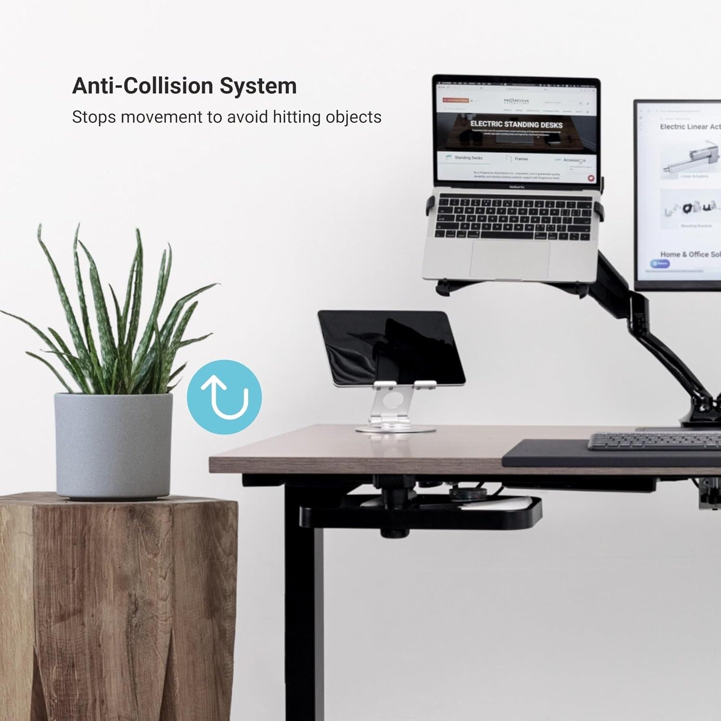 Progressive Desk Stand Up Height Adjustable Electric Standing Desk - 48" x 30" with Dual Motor, 3 Stages Sit Stand Table - Gray Oak, White Frame