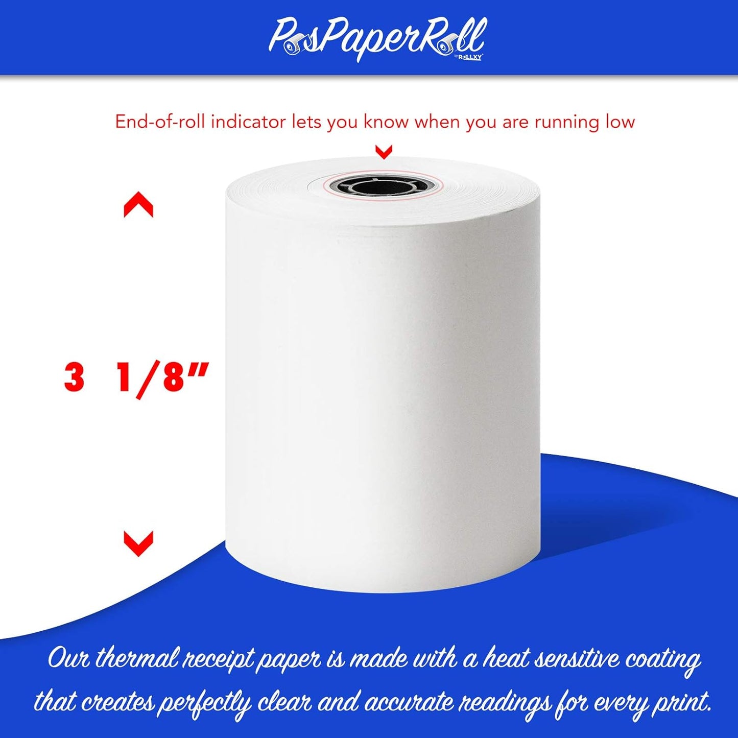 3 1/8 x 230 Thermal Paper Receipt Rolls (50 GSM - Solid Core) Fits All POS Cash Registers Printers, Clover Square Stations, Star Micronics SCP700, TSP100 BPA Free - Premium Grade (100 Rolls)
