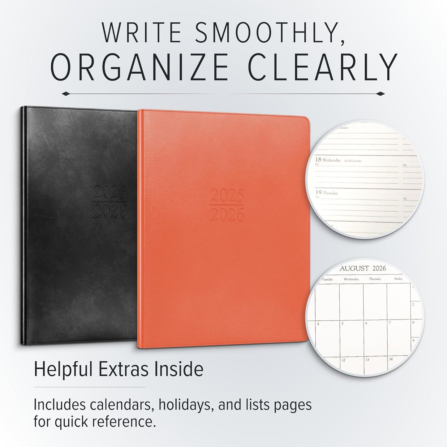 Gallery Leather Academic Planner 2025-2026, Teacher and Student Weekly Monthly Planner, Elegantly Bound Calendar with Gold-Gilded Page Edges, 18 Months - Floral Latte - 9x7"