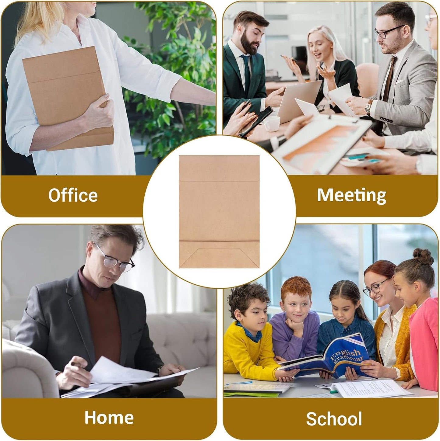 50 Pack 9.4" x 13.2" Expandable Catalog Envelopes, Large Kraft Document Envelopes Self Seal Manilla Envelopes Mailing for Documents, Magazines, Photos