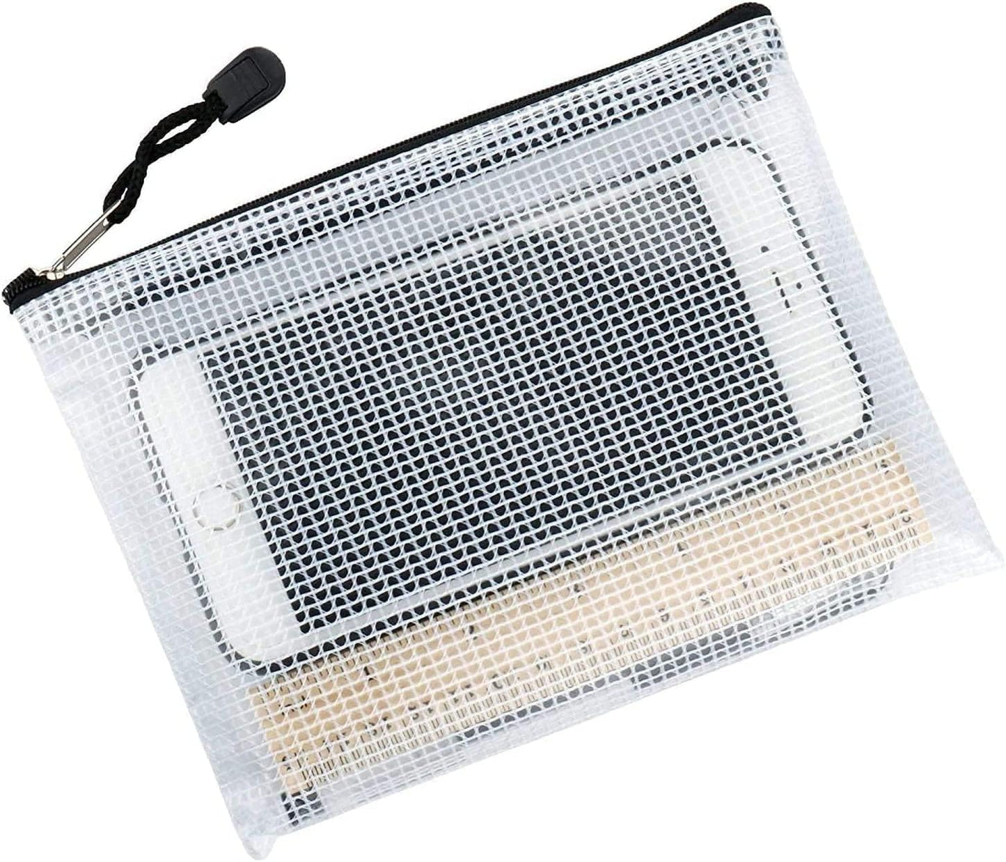 Oaimyy-24PCS-11 x 14" inches-Mesh Zipper Pouch, Plastic Zip File Folders Puzzle Bags for Organizing,for School Office Supplies,Travel,Home Storage-Black
