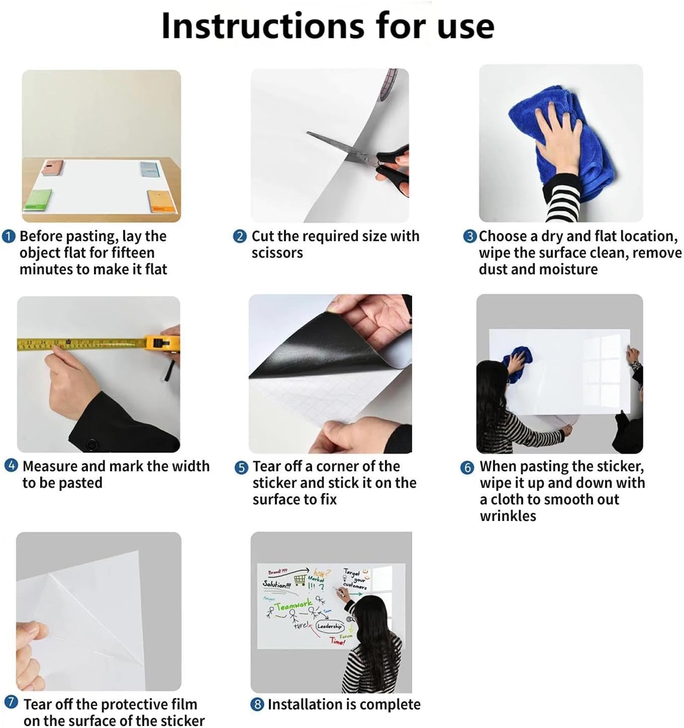 Magnetic Whiteboard Contact Paper, 24" x 39" Stick on Magnetic Dry Erase White Board Sticker on Wall, Easy to Write for Drawing, School, Office, Kitchen Fridge