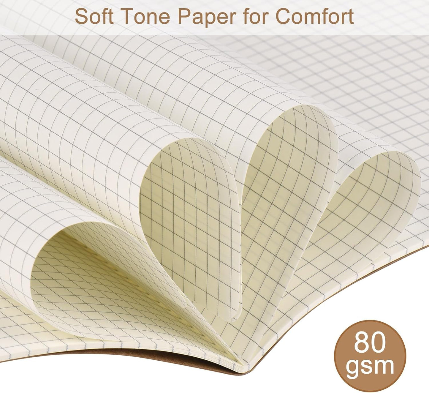ZCZN 24 Pack A5 Kraft Notebooks Bulk, 8.15x5.5 Inches Graph Paper Journaling Notebooks, Notebooks for Work, Composition Notebooks for School, Journal Notebooks for Office, 60 Pages